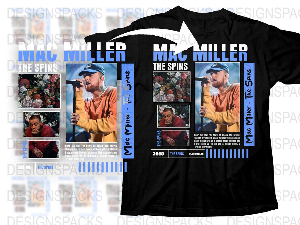 Mac Miller T-Shirt 'The Spins' Fan Art, Vintage Hip Hop Tee, Retro Music Graphic Shirt, Unisex Clothing Gift
