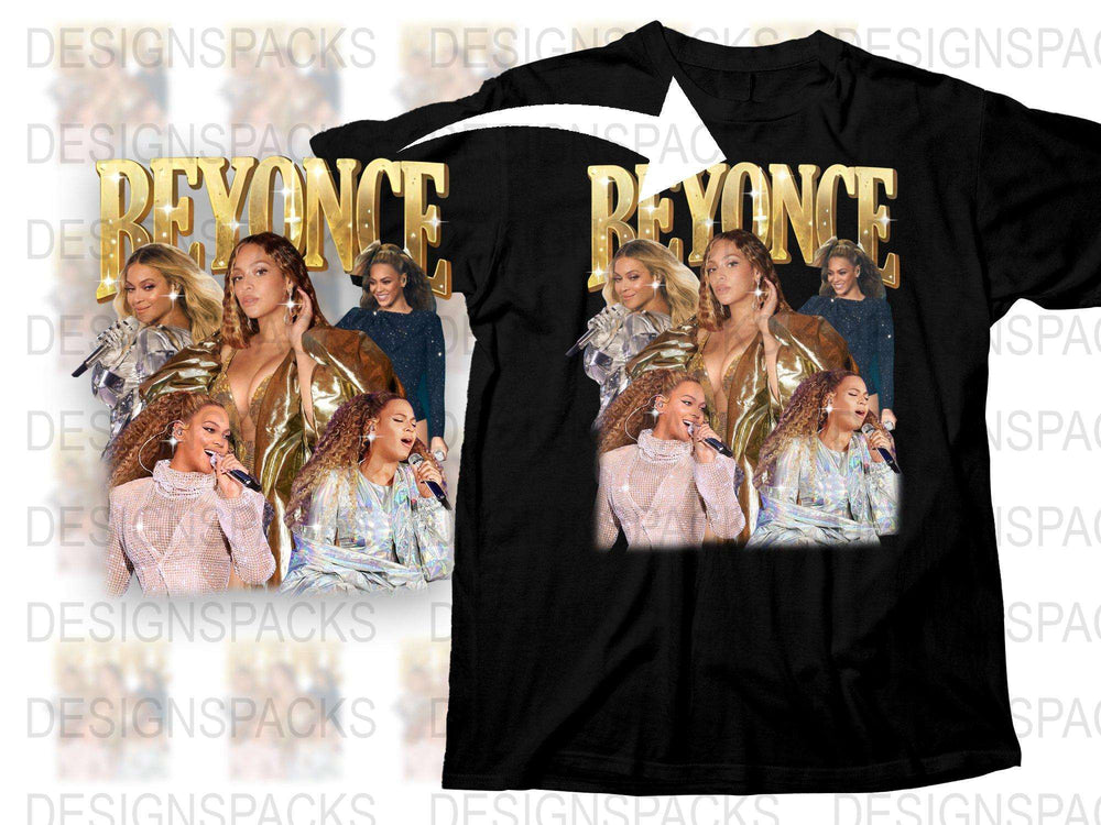 Beyonce Graphic T-Shirt, Queen Bey Music Icon Tee, Pop Star Fan Gift, Black Cotton Shirt with Celebrity Print