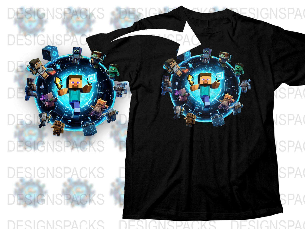 Kids Minecraft T-Shirt, Boys Gamer Tee, Pixel Art Graphic Shirt, Colorful Video Game Apparel