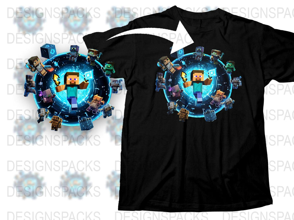 Kids Minecraft T-Shirt, Boys Gamer Tee, Pixel Art Graphic Shirt, Colorful Video Game Apparel