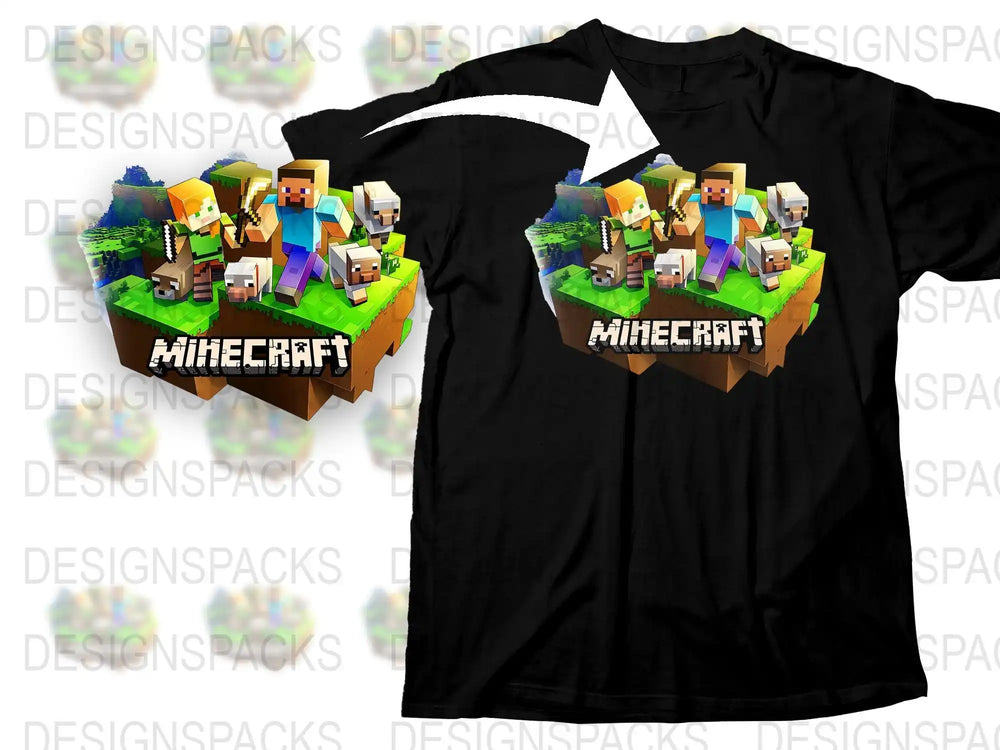 Minecraft T-Shirt for Kids, Pixel Game Character Graphic Tee, Boys' Cotton Shirt, Video Game Apparel, Gaming Gift Ideas