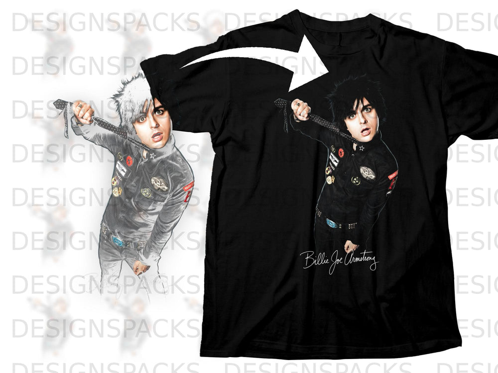 Black t-shirt featuring Billie Joe Armstrong's portrait and signature.