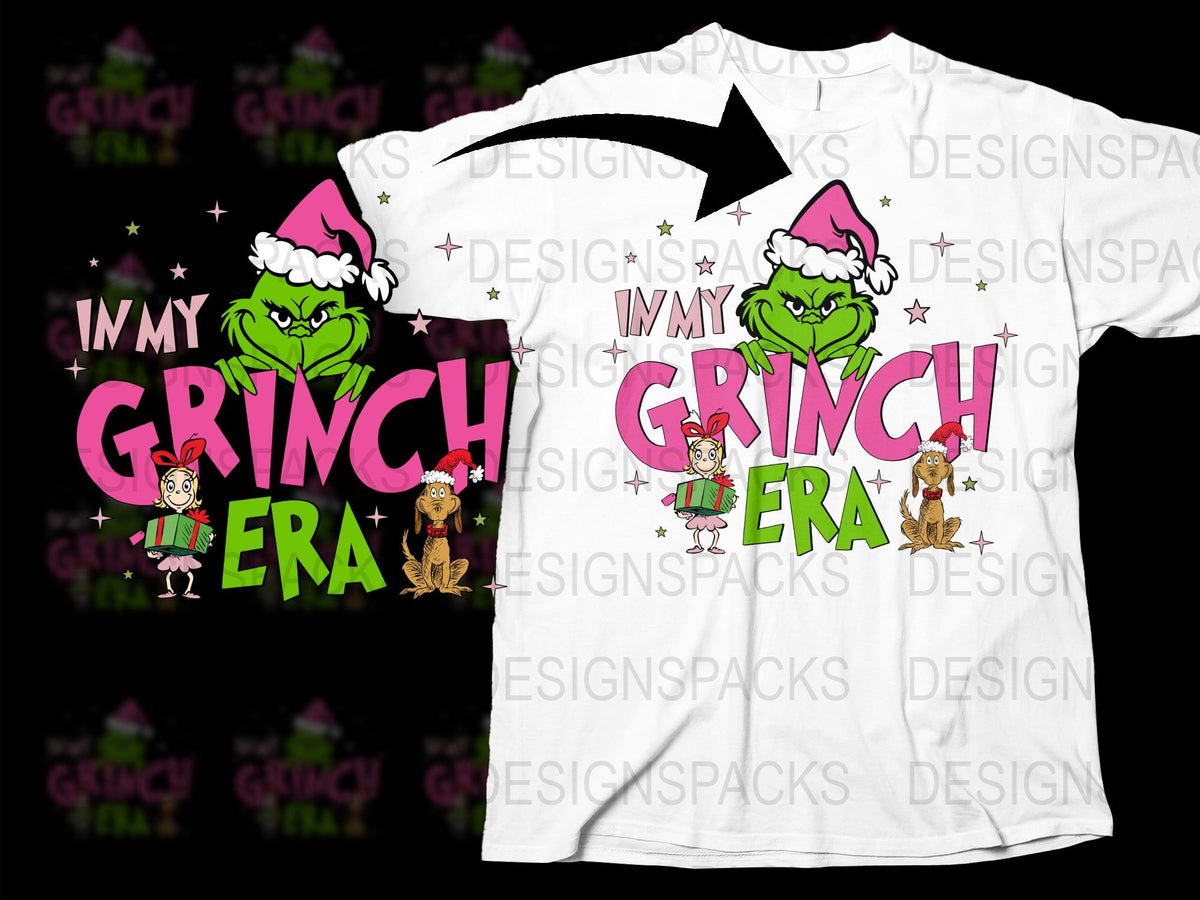 Grinch Era T-Shirt, Funny Christmas Shirt, Holiday Graphic Tee, Unisex White T-shirt, Gift Idea