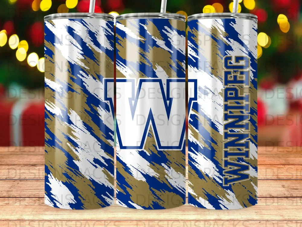 Winnipeg W Distressed Blue Gold White Pattern Tumbler product type