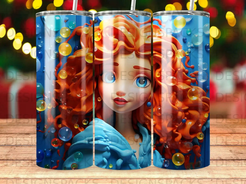 Merida from Brave with bubbles surrounding her.