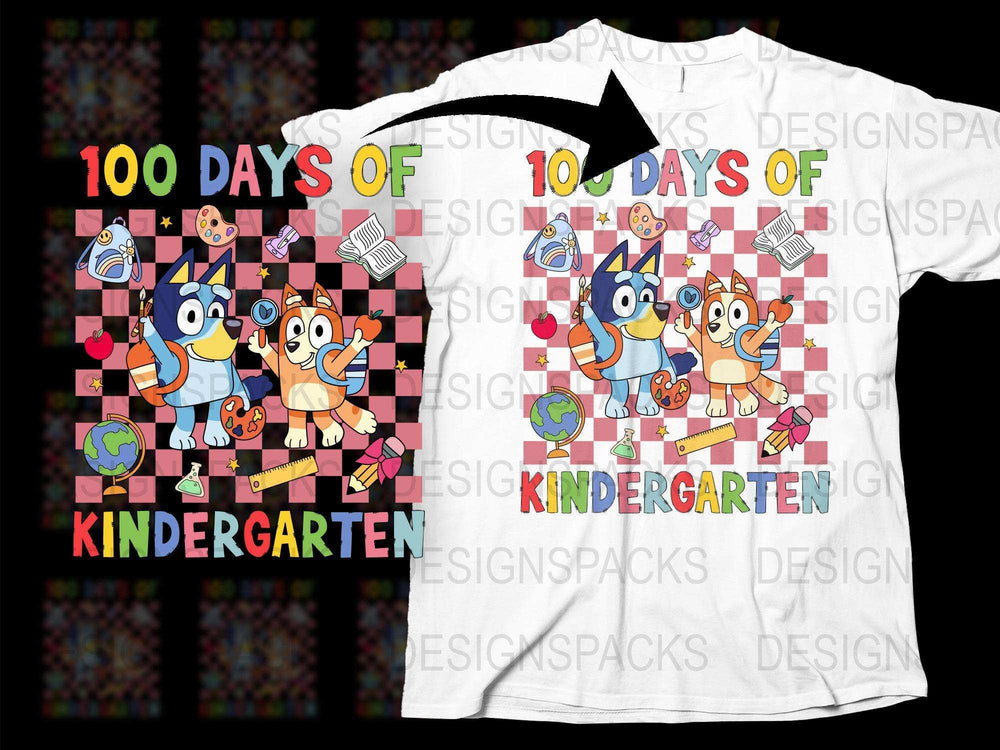 Colorful Kindergarten T-Shirt, 100 Days Of School Celebration, Cute Animal Graphics, Unisex Kids Tee, Preschool Graduation Gift
