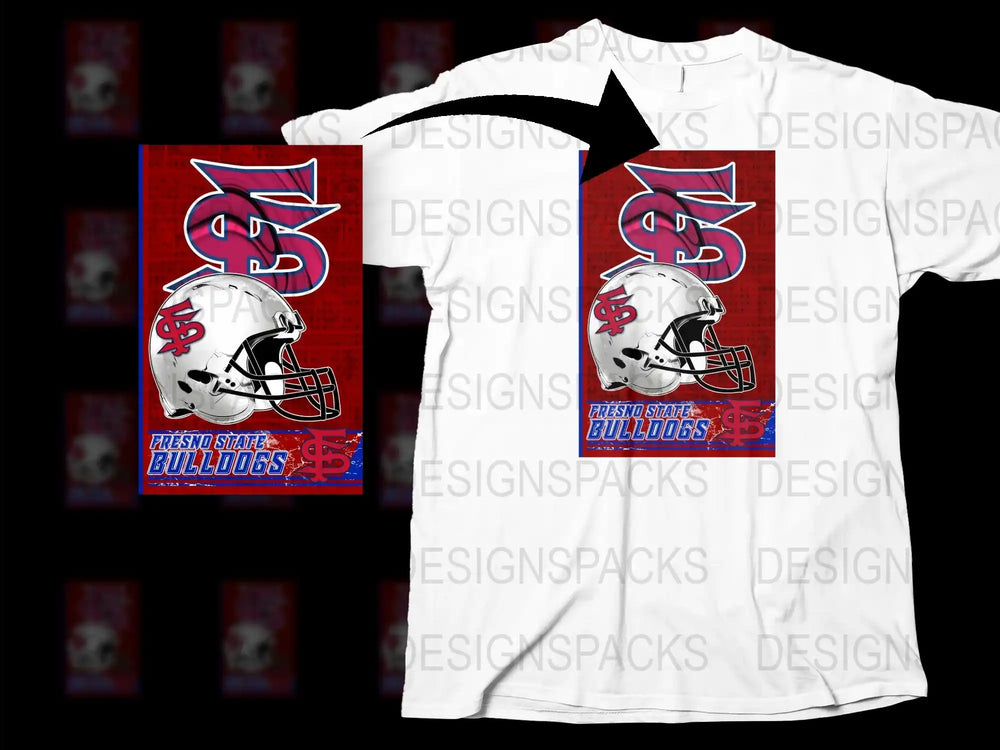 Fresno State Bulldogs Football T-Shirt, College Sports Fan Gear, Red and White Graphic Tee