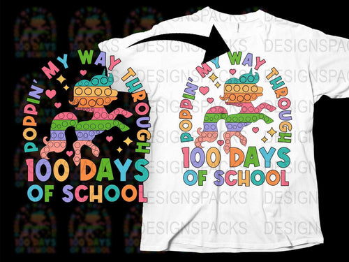 Colorful Frog 100 Days of School T-Shirt, Pop Art Style Kids Educational Celebration Tee