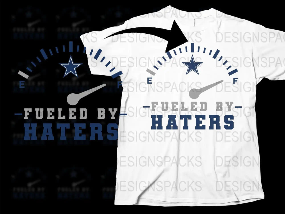 Fueled by Haters T-Shirt, Sports Fan Gift, White Graphic Tee, Bold Star Design, Casual Apparel