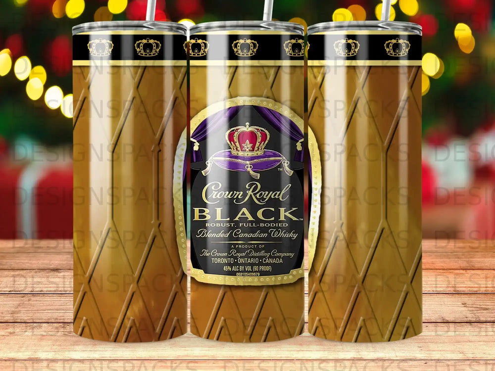 Crown Royal whisky bottle design with purple and gold logo.