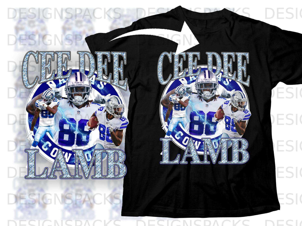 Dallas Cowboys Cee Dee Lamb 88 graphic t-shirt with two player images.