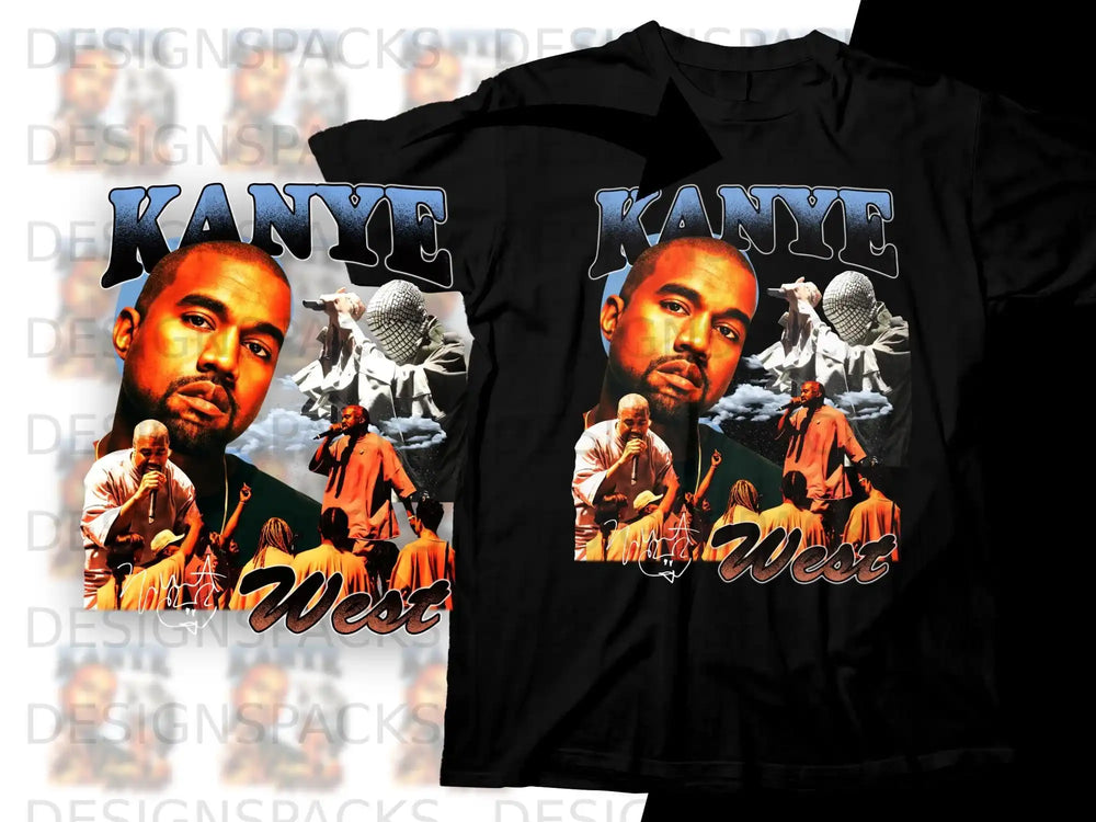 Kanye West vintage style graphic t-shirt with collage design.