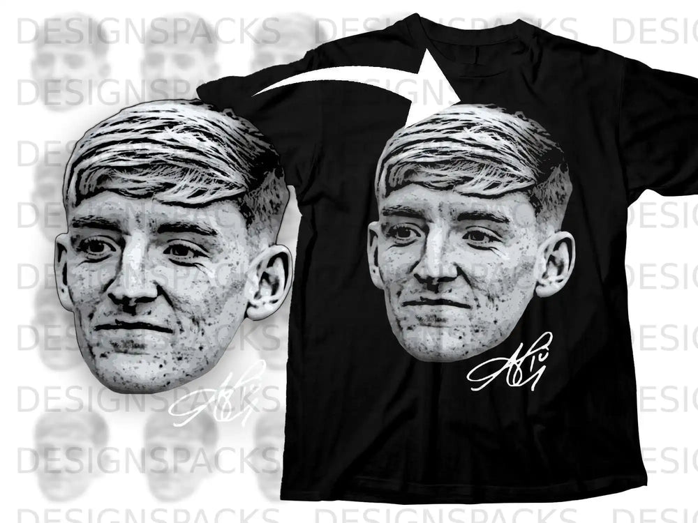 Black T-Shirt with Iconic Face Design Graphic Print