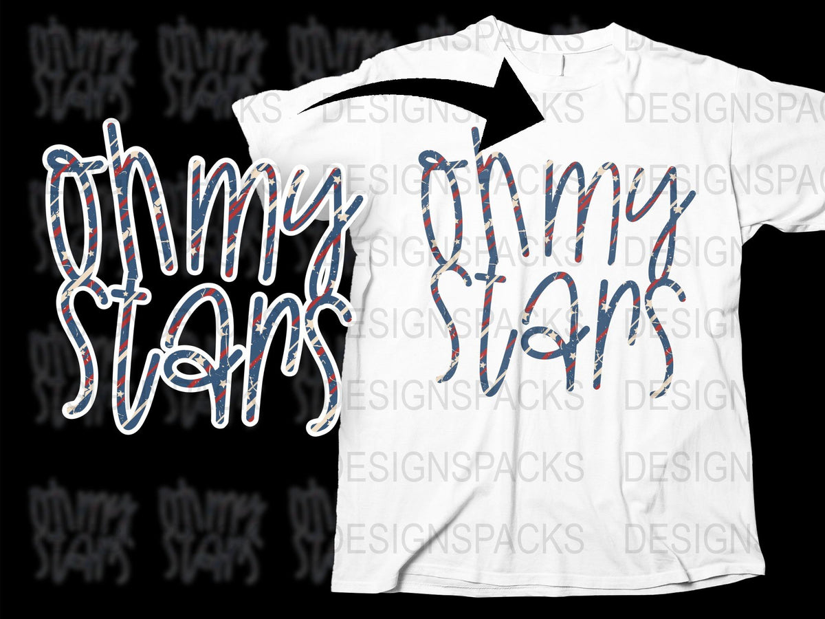 Oh My Stars Patriotic T-Shirt, Red White Blue Casual Tee, Unisex Graphic Shirt for Fourth of July