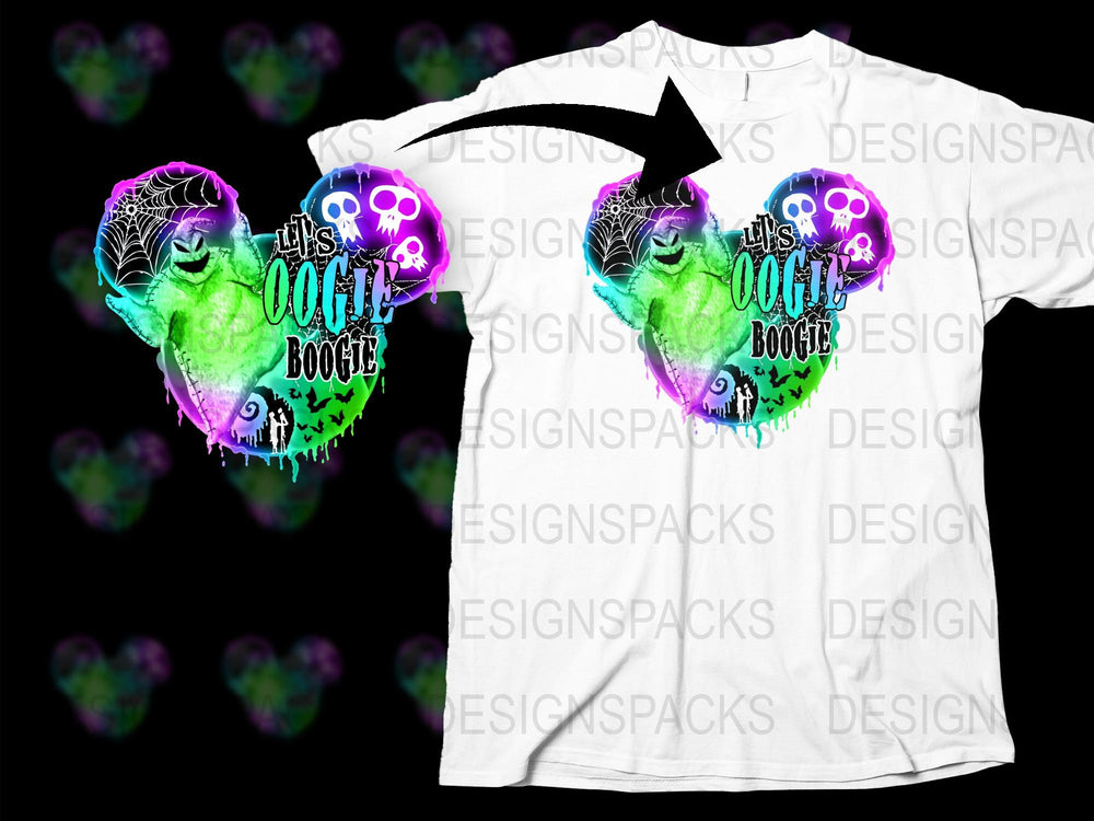 Halloween T-Shirt with Colorful Ghosts and Skulls, Unisex Spooky Graphic Tee, Glow in the Dark Party Wear