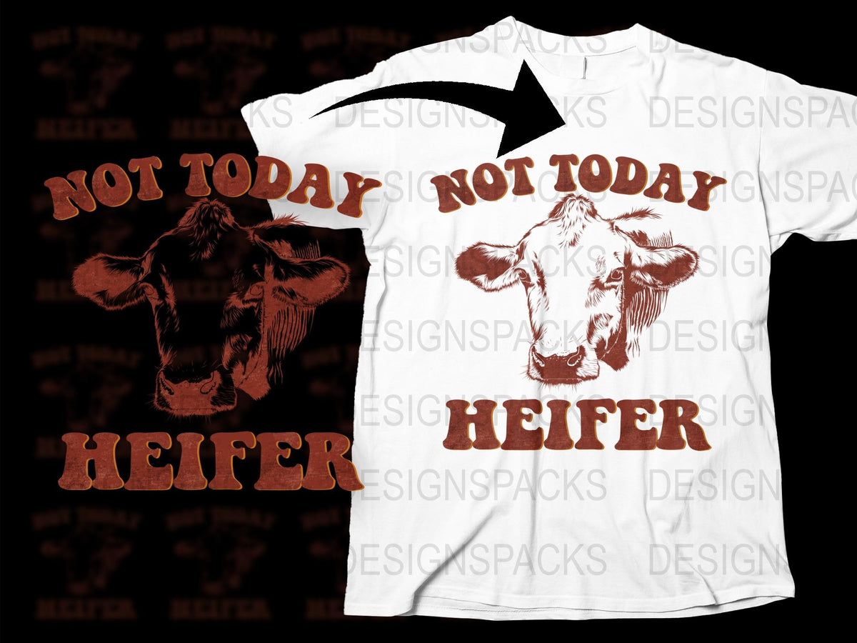 Not Today Heifer T-Shirt, Funny Cow Graphic Tee, Farm Animal Casual Shirt, White Cotton Top
