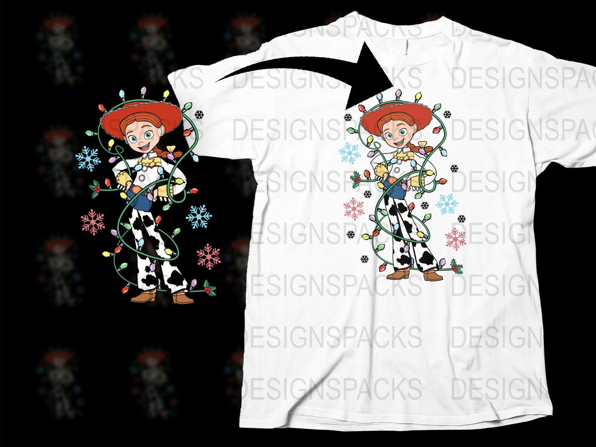 Kids Cowboy Cartoon T-Shirt, Colorful Snowflake Pattern, Unisex Children’s Apparel, Fun Graphic Tee