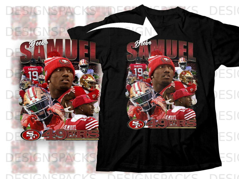 Deebo Samuel 19 49ers football player collage t-shirt design.