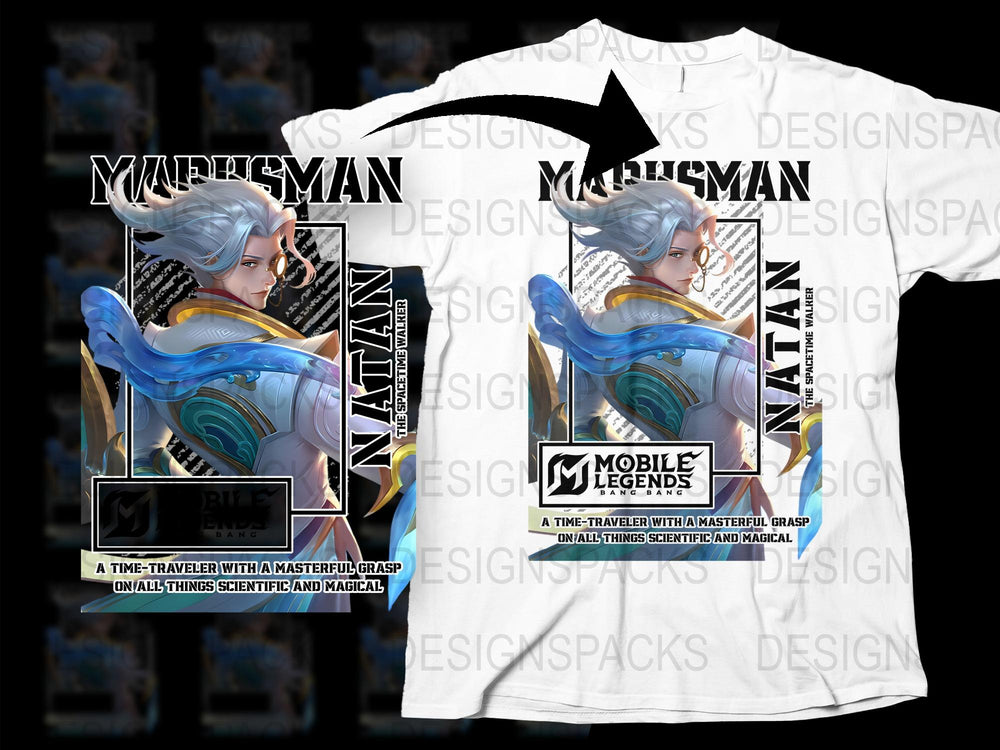 Mobile Legends Time Traveler Masterful Graphic T-Shirt, Unique Gamer Apparel, Cool Fantasy Character Design Tee