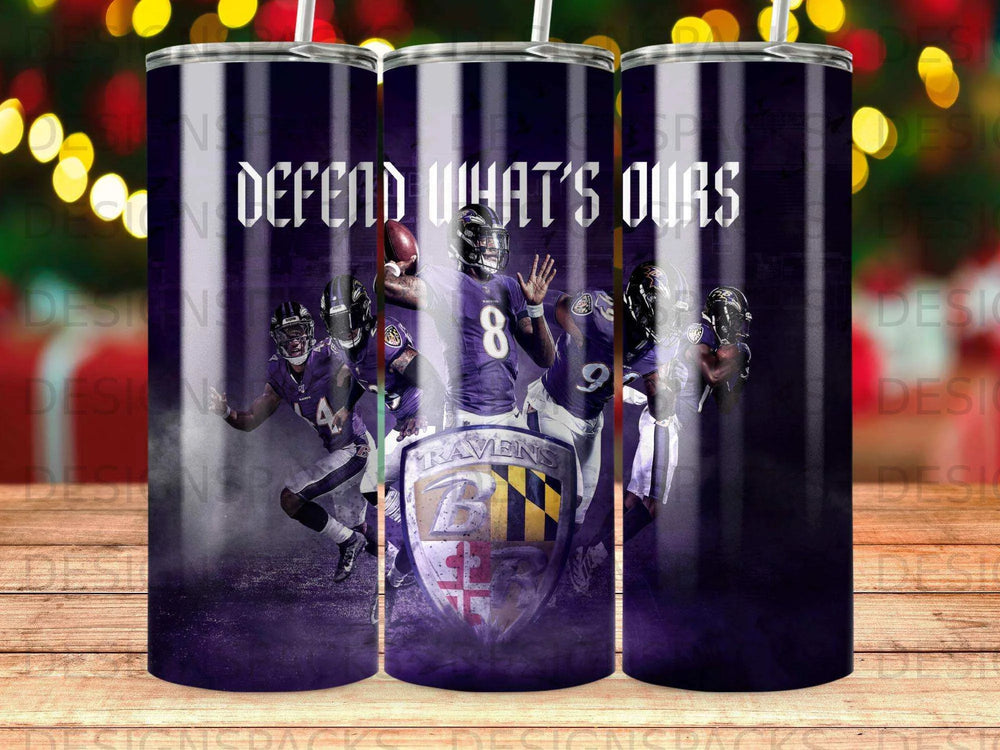 DEFEND WHAT'S OURS Ravens Football Tumbler Digital Wrap Design