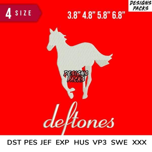 Deftones horse embroidery design in 4 sizes, compatible with DST PES JEF formats for instant download