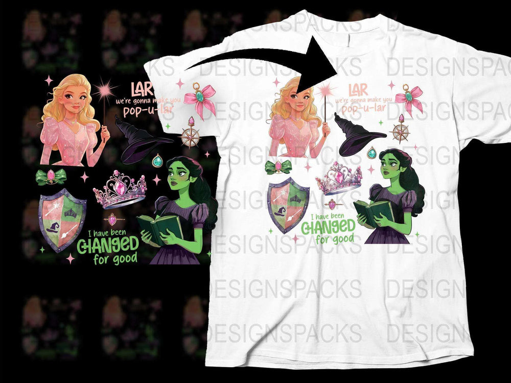 Wicked Musical Inspired T-Shirt, Broadway Fan Gift, Glinda and Elphaba Graphic Tee, Pop Culture Apparel, Theater Lover Present