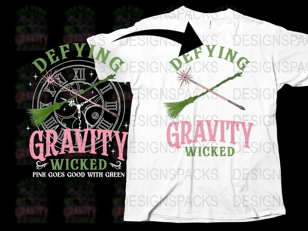 Defying Gravity Wicked Inspired T-Shirt, Pink and Green Broadway Tee, Musical Theater Fan Gift, Unisex Adult Clothing