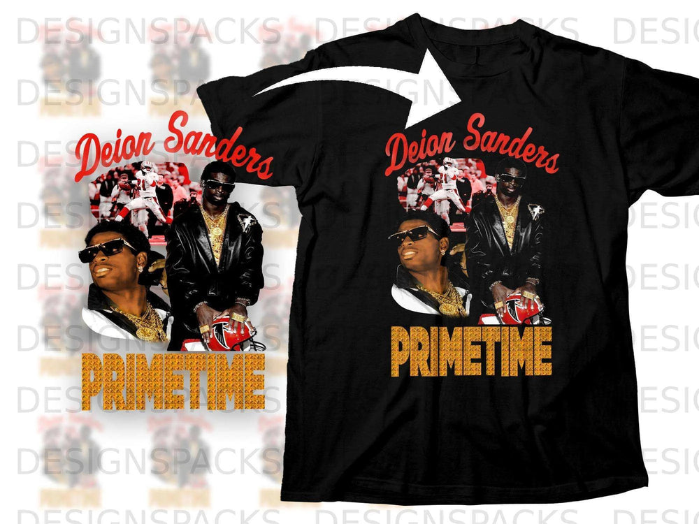 Black t-shirt with Deion Sanders and "PRIMETIME" graphic.