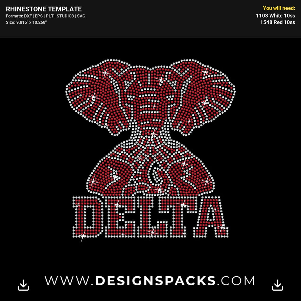Delta Sigma Theta Elephant Pyramid Hands Symbol Rhinestone Digital Template