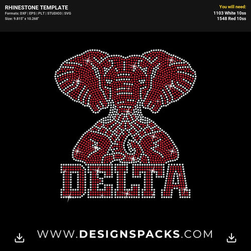 Delta Sigma Theta Elephant Pyramid Hands Symbol Rhinestone Digital Template