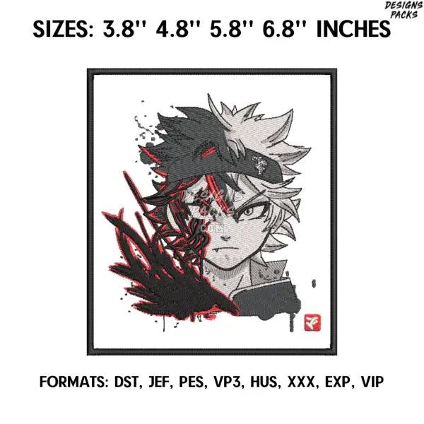 Demon Asta embroidery design file, Black Clover Anime Embroidery Design, Anime Pes Design Brother, Machine Embroidery