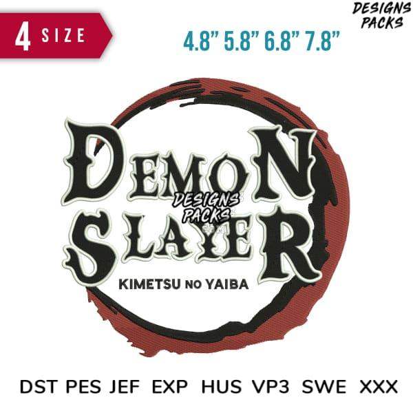 Demon Slayer embroidery design in 4 sizes, compatible with DST PES JEF formats for instant download