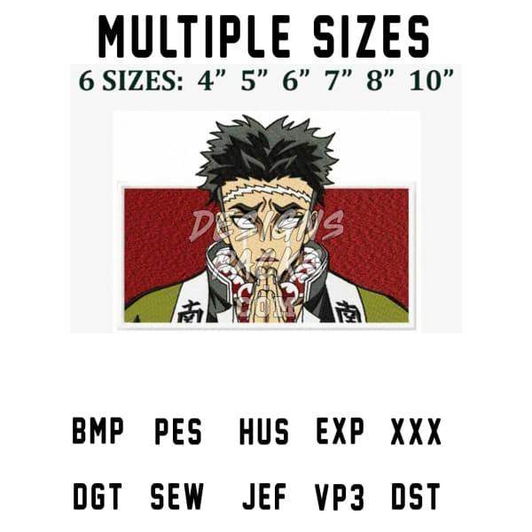 Anime character embroidery design in 6 sizes, compatible with PES, DST, EXP, and other machine formats