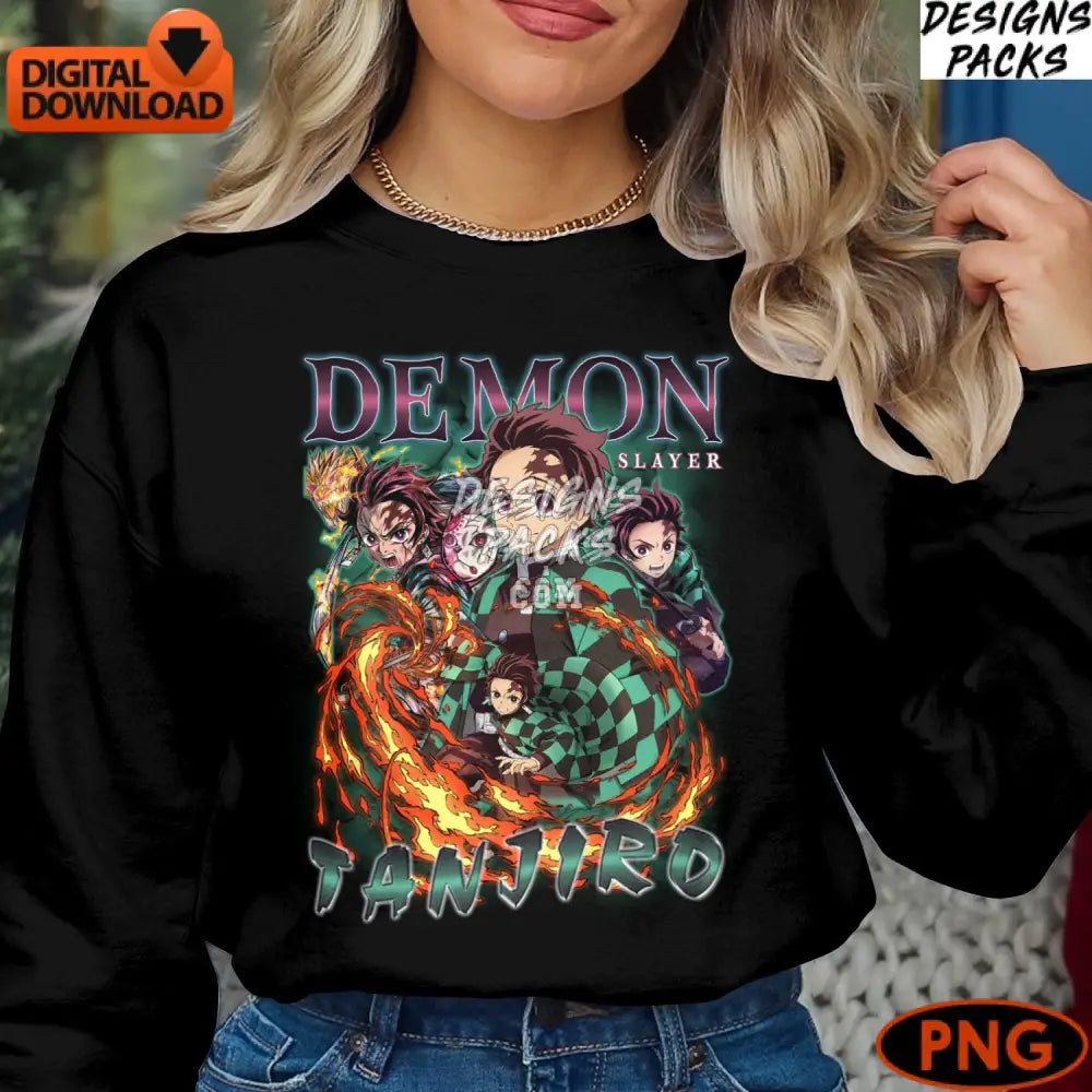 Demon Slayer Tanjiro And Team Digital Art Anime Instant Download Png