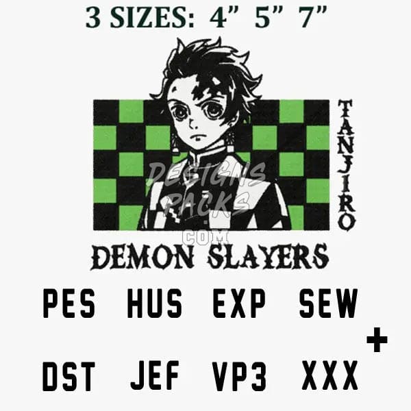 Demon Slayer Tanjiro Anime Embroidery Design designspacks