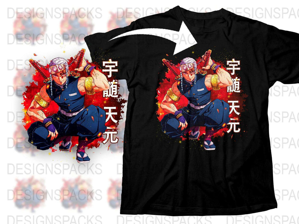 Anime Ninja Warrior Graphic T-Shirt, Bold Red Splash Design, Unisex Casual Tee