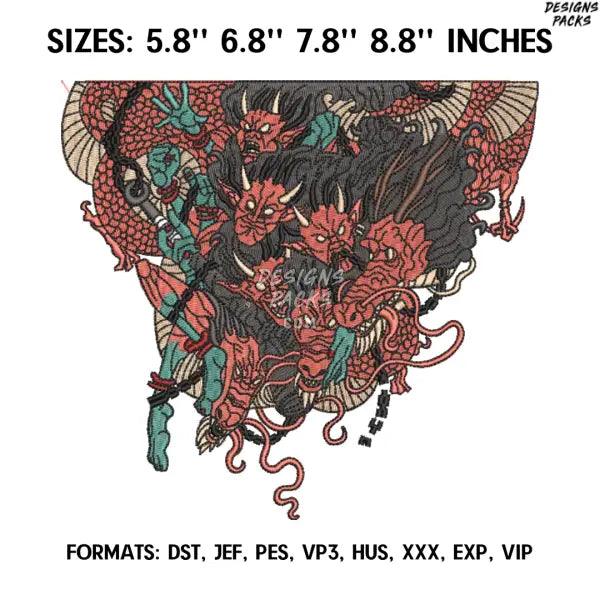 Demons Anime Embroidery Design, Machine embroidery file. Ghibli embroidery design