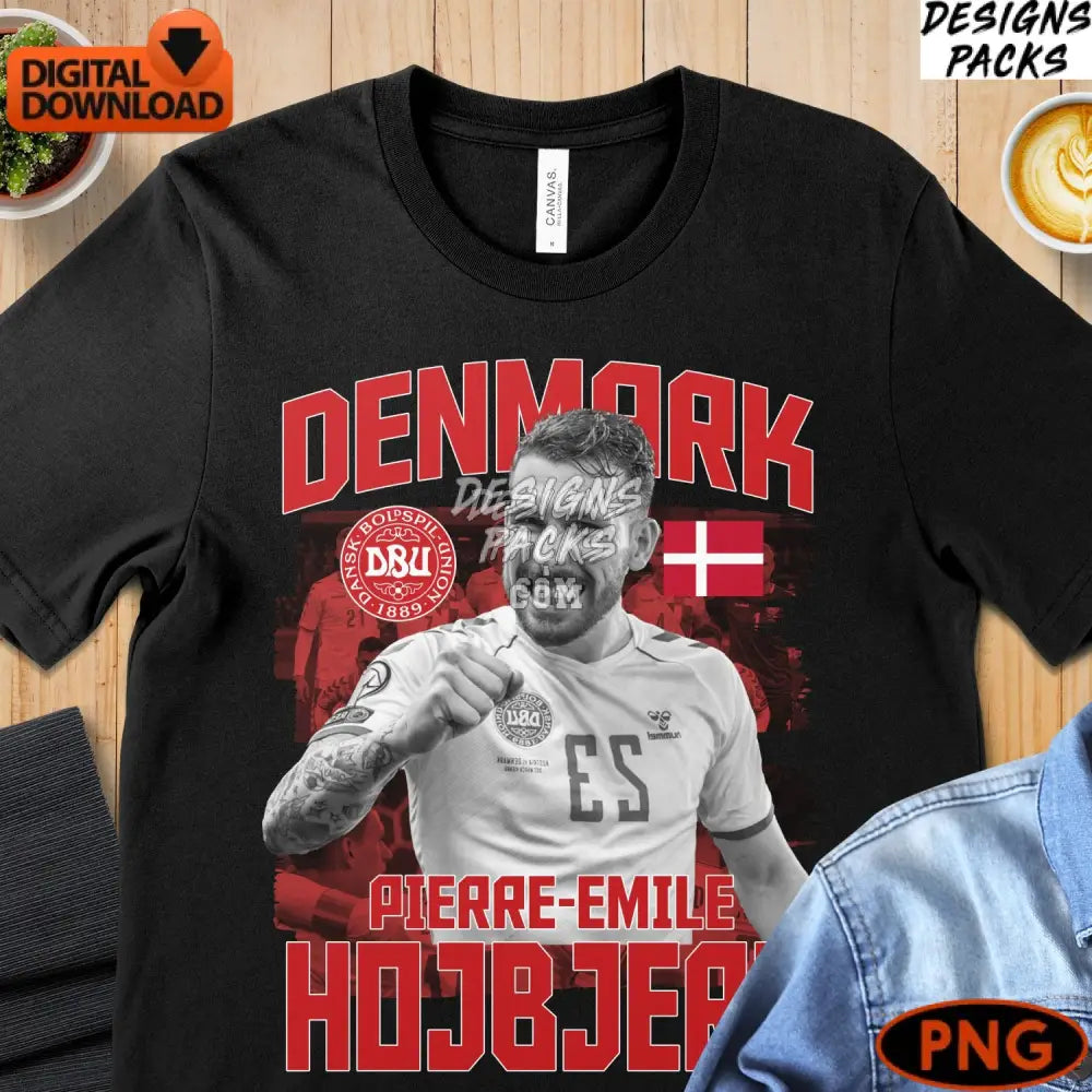 Denmark Football Pierre-Emile Højbjerg Digital Art Soccer Player Png Instant Download