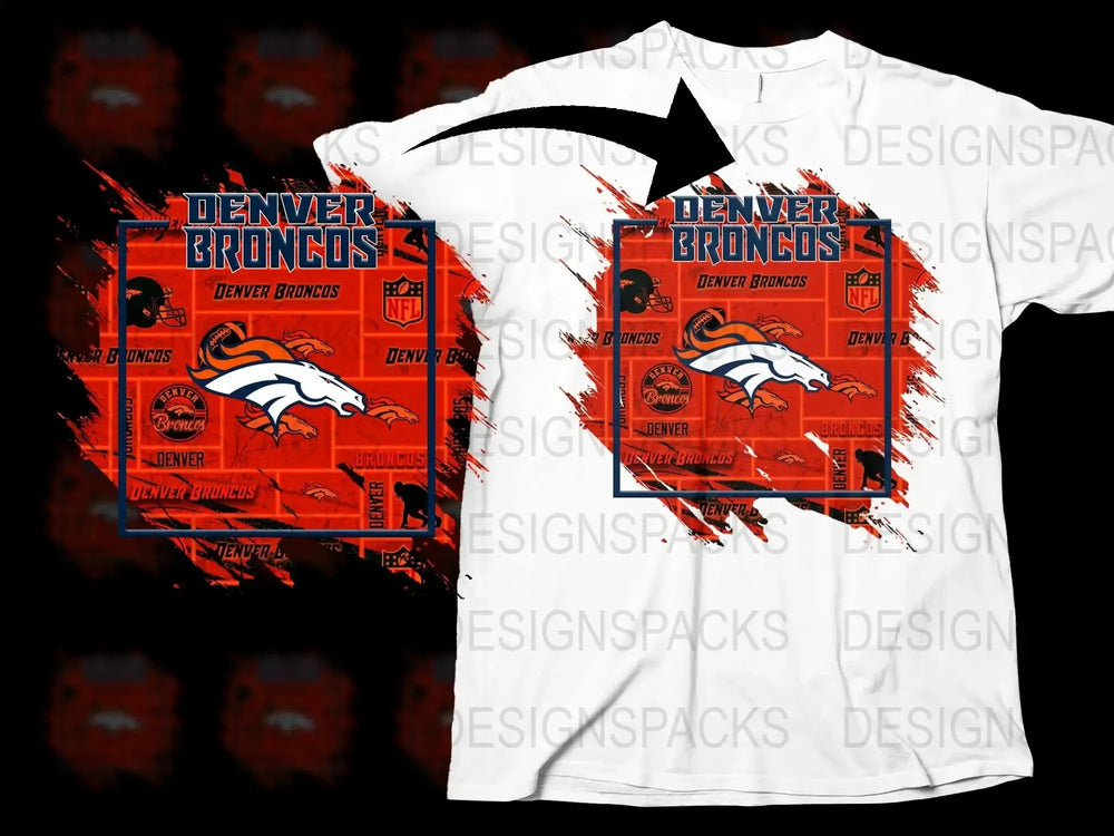 Denver Broncos T-Shirt, NFL Team Logo Graphic Tee, White and Orange Unisex Top