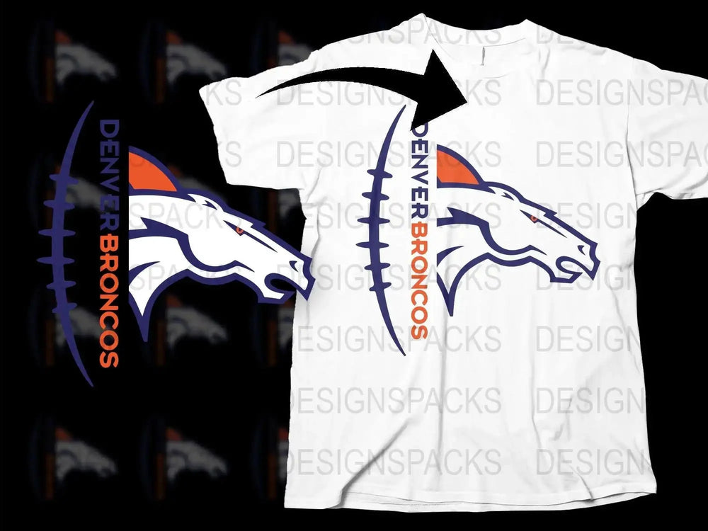 Denver Broncos Inspired T-Shirt, White Graphic Tee, Sports Fan Apparel, Football Team Support Shirt