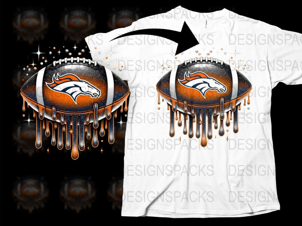 Denver Broncos Melting Logo T-Shirt, Unique Graphic Design Tee, Sports Fan Apparel, Gift Idea