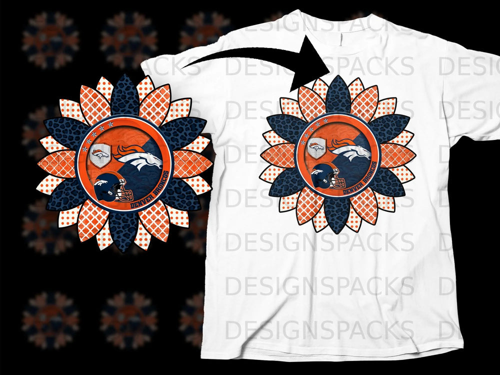 Denver Broncos sunflower design with team helmet and logo.
