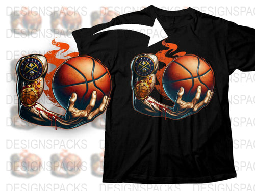 Men's Basketball Graphic T-Shirt, Cool Fiery Ball Design, Athletic Sports Tee, Casual Streetwear, Unique Illustration, Vibrant Colors