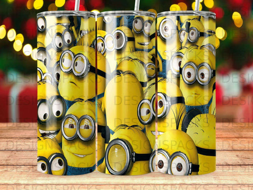 Despicable Me Minions Character Yellow Crowd Tumbler Digital Wrap Design