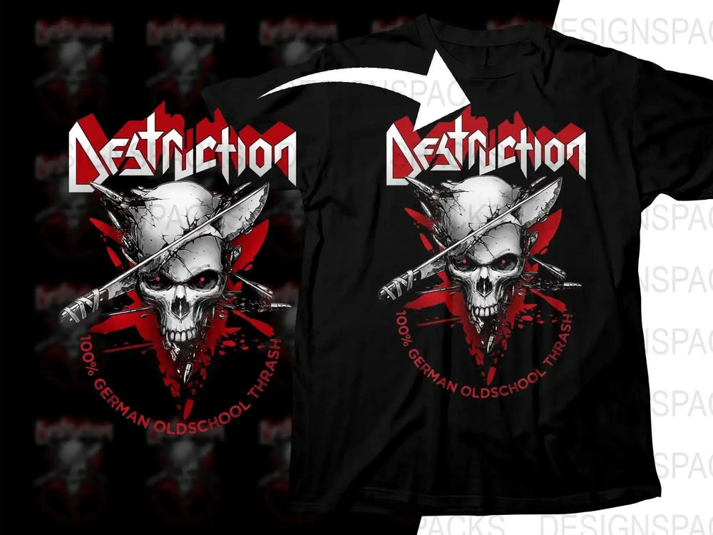 Destruction 100% German Oldschool Thrash Tour Rock Band Png Halftone Digital Download