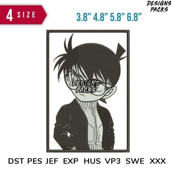 Anime character embroidery design in 4 sizes, print-ready formats for DTG/DTF