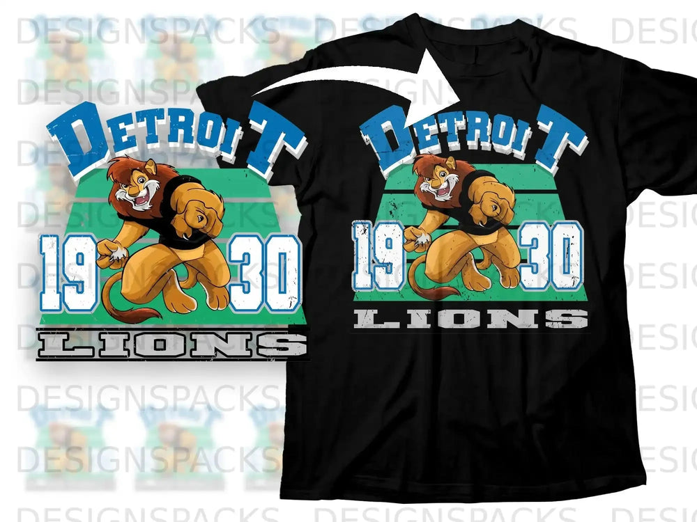 Detroit 1930 Lions Vintage Cartoon Graphic Shirt