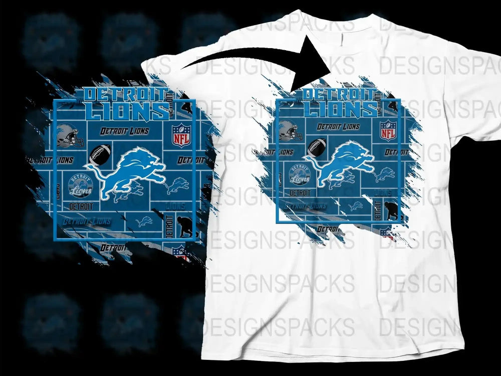 Detroit Lions NFL Team Logo White T-Shirt, Men's Football Fan Apparel, Sports Tee