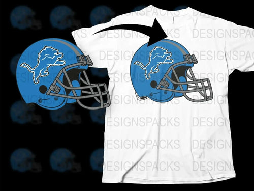 Detroit Lions Inspired Football Helmet Graphic T-Shirt, Sports Fan Gift, Casual Streetwear, Unisex Adult Clothing, Trendy Tee Design