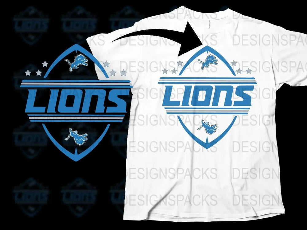 Sports Team T-Shirt with Lion Graphic, Blue and White Athletic Tee, Unisex Casual Wear